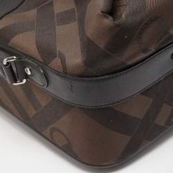 Pre Owned Lancel Black/Dark Brown Jacquard Canvas Rolling Luggage 50