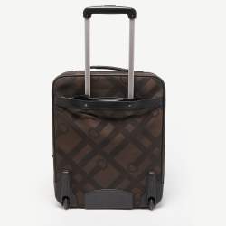 Pre Owned Lancel Black/Dark Brown Jacquard Canvas Rolling Luggage 50