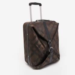 Pre Owned Lancel Black/Dark Brown Jacquard Canvas Rolling Luggage 50