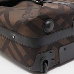 Pre Owned Lancel Black/Dark Brown Jacquard Canvas Rolling Luggage 50