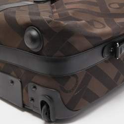 Pre Owned Lancel Black/Dark Brown Jacquard Canvas Rolling Luggage 50