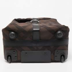 Pre Owned Lancel Black/Dark Brown Jacquard Canvas Rolling Luggage 50