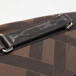 Pre Owned Lancel Black/Dark Brown Jacquard Canvas Rolling Luggage 50