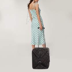 Pre Owned Lancel Black/Dark Brown Jacquard Canvas Rolling Luggage 50