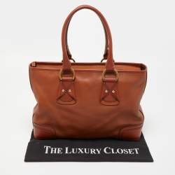Pre Owned Lancel Brown Leather Zip Tote