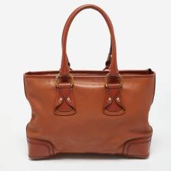 Pre Owned Lancel Brown Leather Zip Tote