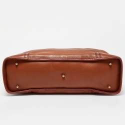 Pre Owned Lancel Brown Leather Zip Tote