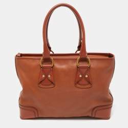 Pre Owned Lancel Brown Leather Zip Tote