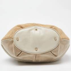 Lancel Beige/Cream Tweed,Suede and Leather Le Brigitte Bardot Hobo