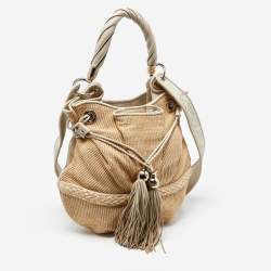 Lancel Beige/Cream Tweed,Suede and Leather Le Brigitte Bardot Hobo