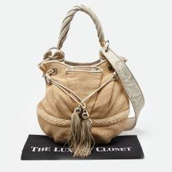 Lancel Beige/Cream Tweed,Suede and Leather Le Brigitte Bardot Hobo