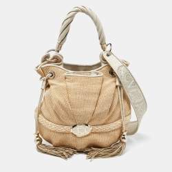 Lancel Beige/Cream Tweed,Suede and Leather Le Brigitte Bardot Hobo