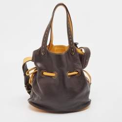 Pre Owned Lancel Brown Leather Premiere Flirt Bucket Bag