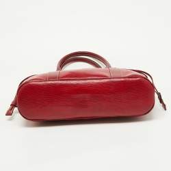 Lancel Red Embossed Leather Drawstring Tote