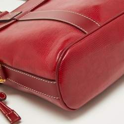 Lancel Red Embossed Leather Drawstring Tote
