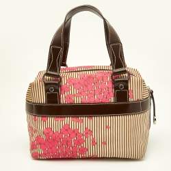 Lancel Multicolor Floral Fabric and Leather Zip Satchel