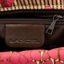 Lancel Multicolor Floral Fabric and Leather Zip Satchel