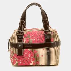 Lancel Multicolor Floral Fabric and Leather Zip Satchel