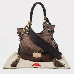 Lancel Dark Brown/Black Suede and Leather Le Brigitte Bardot Hobo