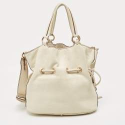 Lancel Off White Leather Premiere Flirt Bucket Bag
