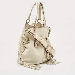 Lancel Off White Leather Premiere Flirt Bucket Bag