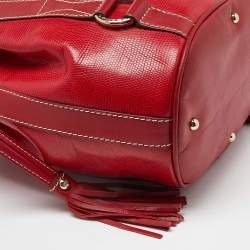 Lancel Red Leather Drawstring Hobo