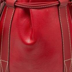 Lancel Red Leather Drawstring Hobo