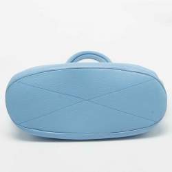 Pre Owned Lancel Light Blue Leather Large Flora Tote