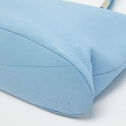 Pre Owned Lancel Light Blue Leather Large Flora Tote