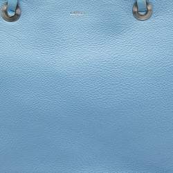 Pre Owned Lancel Light Blue Leather Large Flora Tote