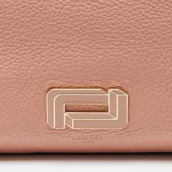Lancel Peach Leather Top Zip Shopper Tote