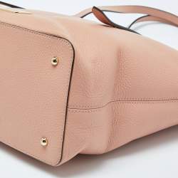 Lancel Peach Leather Top Zip Shopper Tote