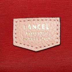 Lancel Peach Leather Top Zip Shopper Tote