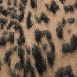 Laneus Beige Leopard Pattern Wool Beanie 