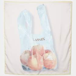 Lanvin Light Pink Apple Bag Printed Silk Square Scarf
