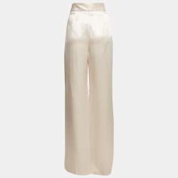 Lanvin Cream Satin Wide-Leg Trousers XL