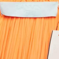 Lanvin Orange Crepe Ruffled Cape Style Charmeuse Midi Dress S