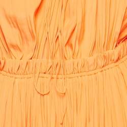 Lanvin Orange Crepe Ruffled Cape Style Charmeuse Midi Dress S