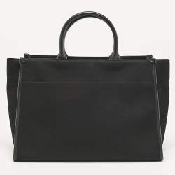 Lanvin Black Canvas and Leather Medium In & Out Tote