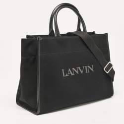 Lanvin Black Canvas and Leather Medium In & Out Tote