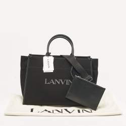 Lanvin Black Canvas and Leather Medium In & Out Tote