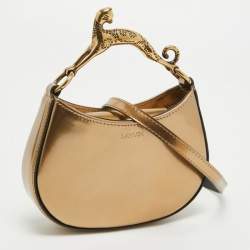 Pre Owned Lanvin Bronze Patent Leather Nano Cat Hobo