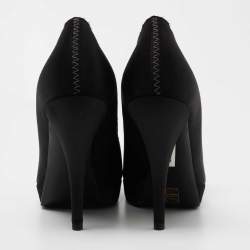 Pre Owned Lanvin Black Satin Platform Pumps Size 39