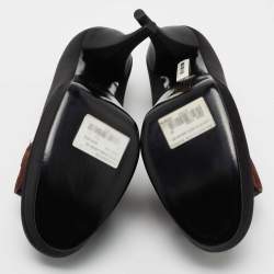 Pre Owned Lanvin Black Satin Platform Pumps Size 39