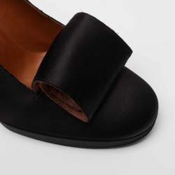 Pre Owned Lanvin Black Satin Platform Pumps Size 39