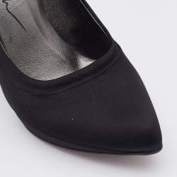 Pre Owned Lanvin Black Satin Bow Embellished Pointed Toe Platform Pumps Size 38