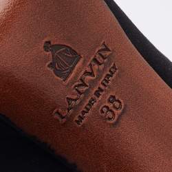 Pre Owned Lanvin Black Satin Bow Embellished Pointed Toe Platform Pumps Size 38