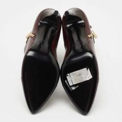 Pre Owned Lanvin Burgundy Leather Ankle Boots Size 40