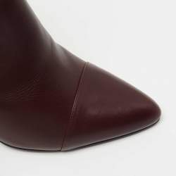Pre Owned Lanvin Burgundy Leather Ankle Boots Size 40