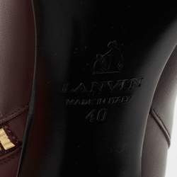 Pre Owned Lanvin Burgundy Leather Ankle Boots Size 40